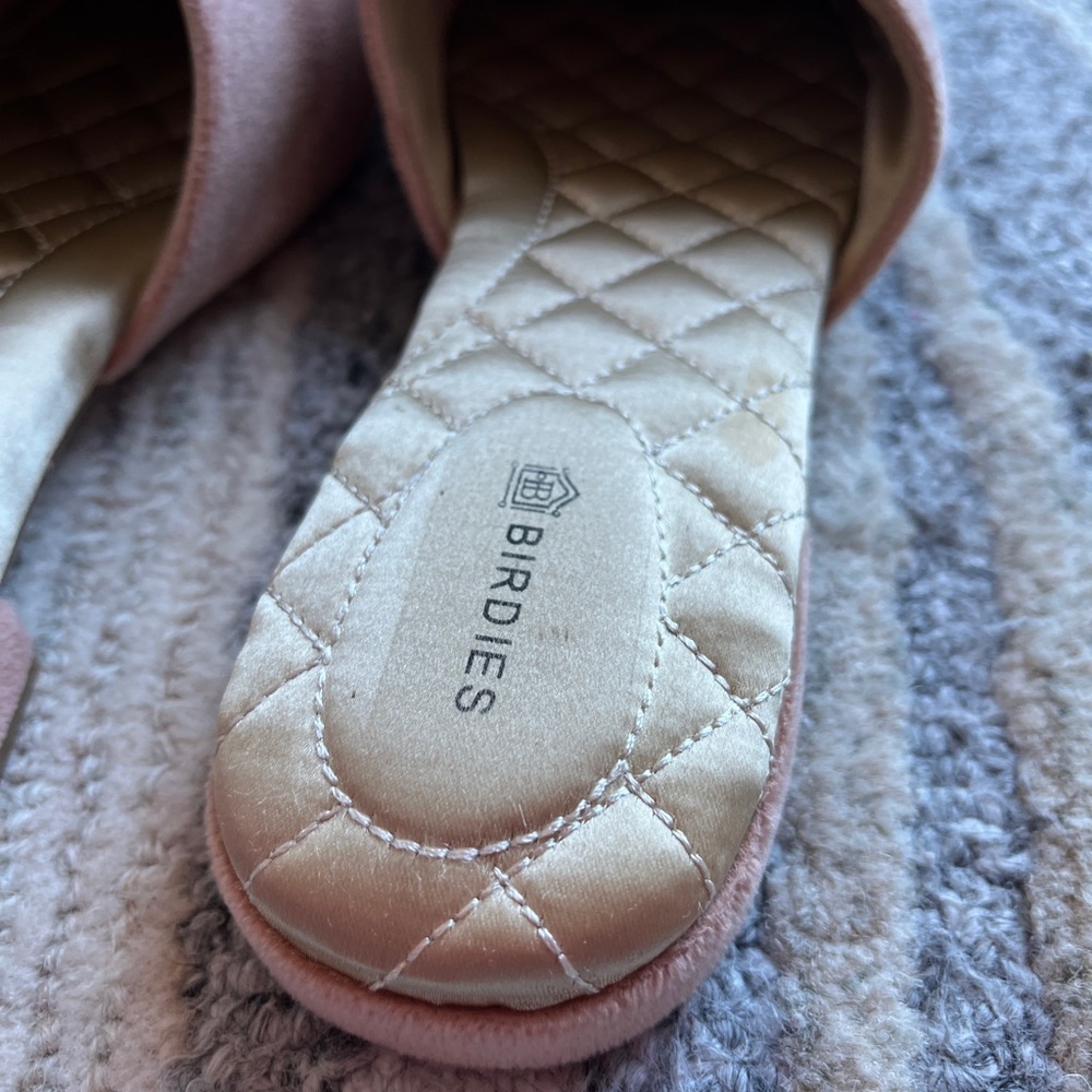 Birdies The Songbird Mule Pom Pom Blush Dusty Pink Velvet Slippers | Size 8.5 - Picture 7 of 10